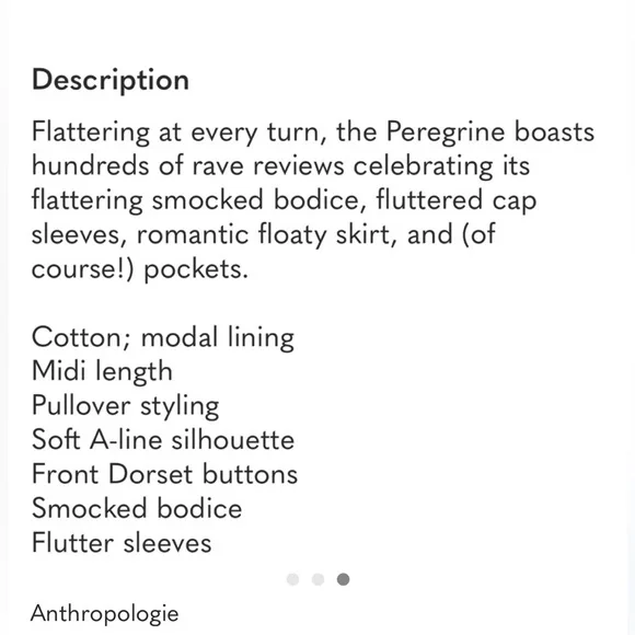 Anthropologie Peregrine Dress, Soft White, Size M - Picture 3 of 4